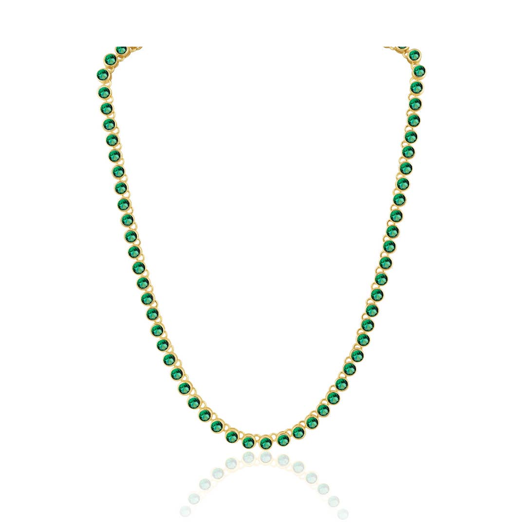 Bezel Tennis Necklace Emerald
