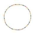 Multicolored gemstone necklace on a white background